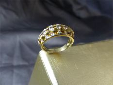 9ct QVC double row 14 stone Citrine Ring. Size UK - M and USA - 6. Weight approx 3.1g