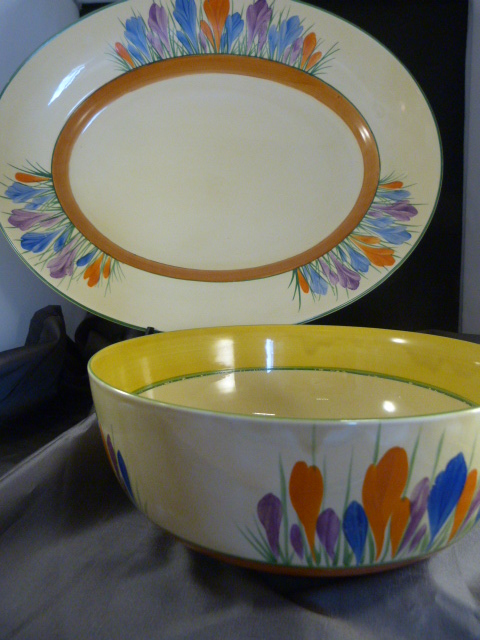 CLARICE CLIFF - from the Bizarre collection crocus pattern. Bowl with brown yellow and green banding - Image 3 of 8