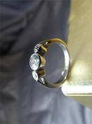 18ct White Gold 3 old cut diamond ring (possibly a remodelled) by SOH. Centre Diamond approx 0.50pts