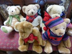 Five various Harrods collectible bears Harrods 1995, Harrods 03 + 04, Harrods 1997 and Harrods 2002
