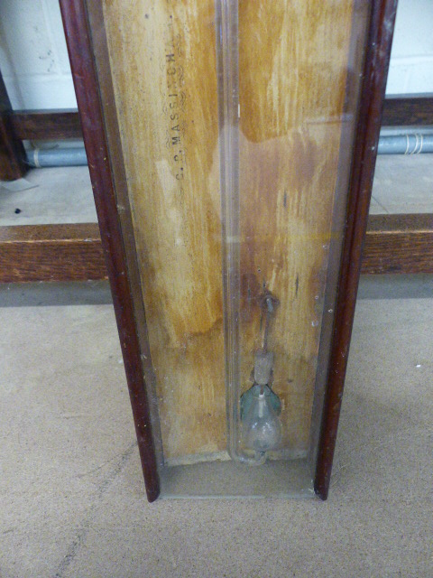 Unusual oak cased Victorian Barometer, instructions written inside the case . Maker G.P - Image 4 of 7