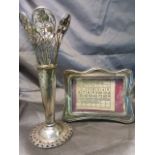 Hallmarked Silver photoframe A/F W J Myatt & Co, Birmingham 1905, along with a bud vase in silver