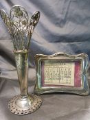 Hallmarked Silver photoframe A/F W J Myatt & Co, Birmingham 1905, along with a bud vase in silver