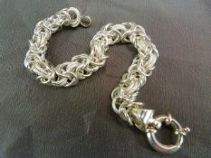 Silver Byzantine Link Bracelet - 933 wide and approx 8.5" long. Approx weight - 27.6g