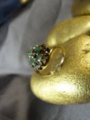 9ct Emerald and CZ cluster ring. Size UK - M and USA - 6. Weight approx 2.5g