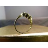 9ct Gold hallmarked 3 stone diamond ring in illusion setting - impressed DIA mark