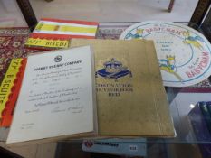 Babycham place mat, Coronation Souvenir book 1937, Weston Quality Biscuits Perescopes and a Hornby