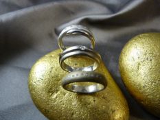 3 Silver (925) Rings - Approx size UK - M and USA - 6 set with diamonds. (1) set with an approx 0.