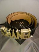 Chanel style black belt in box