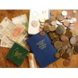 Selection of foreign and British coins and notes