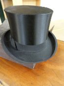 Silk top hat by J Winkels Neuss in fitted leather case