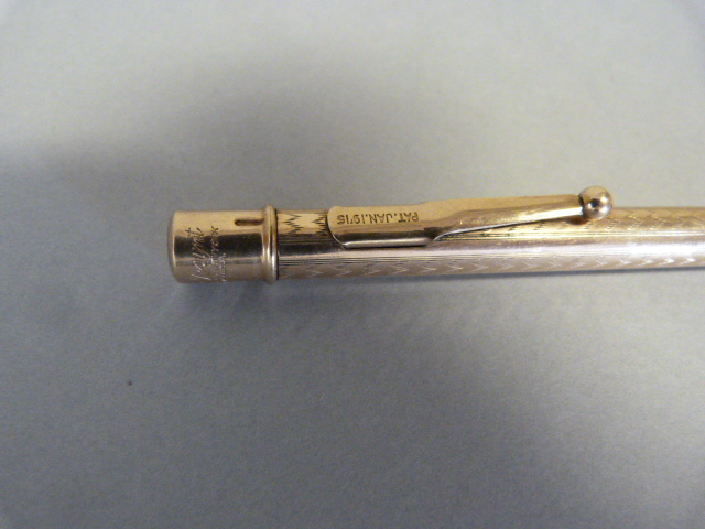 Rolled gold `Fyne Poynt Pencil` by Mabie Todd & Co. Patent Jan 1915 & Made in USA. - Image 3 of 3