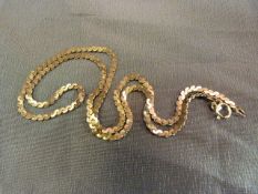 A 16" serpentine 9ct Gold chain necklace. Stamped 375 to clasp. approx length - 41cm and approx