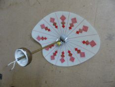 1960's/70's hanging glass shaped ceiling light. with red, frosted and clear decoration.