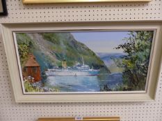 Harley Crossley - "EIDFORD NORWAY", signed; With photograph of the artist painting this canvas