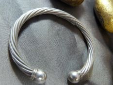 Heavy Silver twisted wire 'Torque' bangle - approx 5.85mm wide 1983 Sheffield Hallmark possibly by
