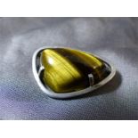 Modernist silver brooch by African Designer WWL with tigers eye stone c1950's