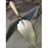 Ornamental silver Trowel with ivory handle - The spade - Birmingham hallmarked silver by T.W dated