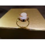 Hallmarked 9ct Gold cameo ring - Grecian head of a lady facing left. UK - size L/12 total weight 2.