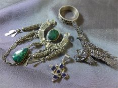 Small selection of silver and other costume jewellery