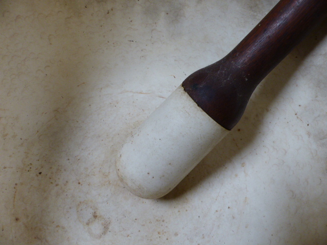 Antique Pestle and Mortar - The Pestle having a turned wooden handle - Image 2 of 3