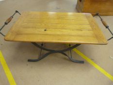 Butler's tray table on large wrought iron stand