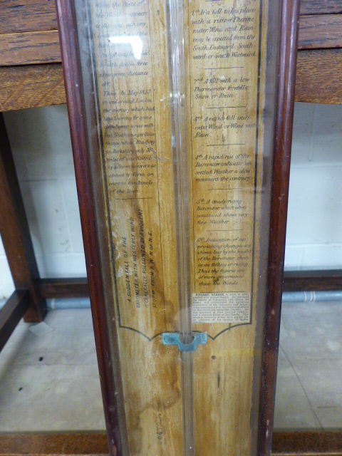 Unusual oak cased Victorian Barometer, instructions written inside the case . Maker G.P - Image 3 of 7