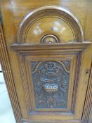 Mahogany mirror backed dresser - mirror flanked by two cupboards and below sits two drawers with