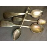 Four various hallmarked silver teaspoons to include a Liberty and Co 'Cymric' teaspoon. 74.5g