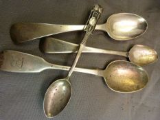 Four various hallmarked silver teaspoons to include a Liberty and Co 'Cymric' teaspoon. 74.5g