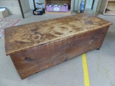 Antique stained pine one plank chest on castors