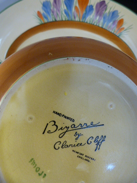 CLARICE CLIFF - from the Bizarre collection crocus pattern. Bowl with brown yellow and green banding - Image 4 of 8