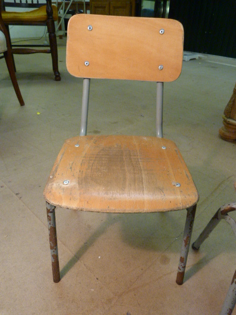 Metal and teak pair of childrens sunday school style chairs - Image 3 of 3