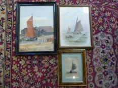 Three antique pictures of sailing barges