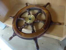 Traditional style ship's wheel with six handles