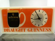 Draught Guiness Advertising battery operated wall clock - missing second hand.