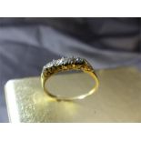 Five stone diamond ring. Weight 2.3g, size R