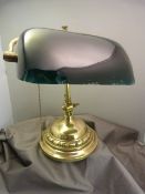 Verde brass based banker's lamp with pull switch