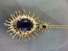 1970's Contemporary Amethyst Pendant in 9ct Gold by Deakin and Francis of Birmingham. The organic '