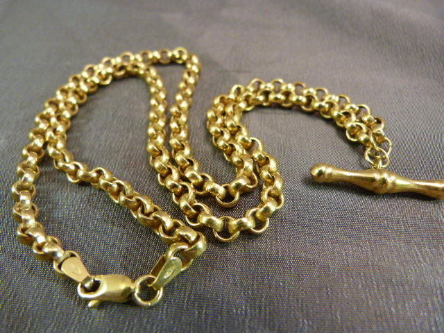 9ct (hollow) approx 4.6mm wide and approx 20" long Belcher necklace with an approx 27mm Wide ( - Image 2 of 2