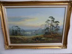 W. Reeves (20th Century). Pheasants flying in a Rural heathlands. Oil on canvas. signed lower