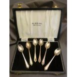 Set of six Hallmarked Birmingham silver coffee spoons in case by William Adams Ltd 1959 Total Weight