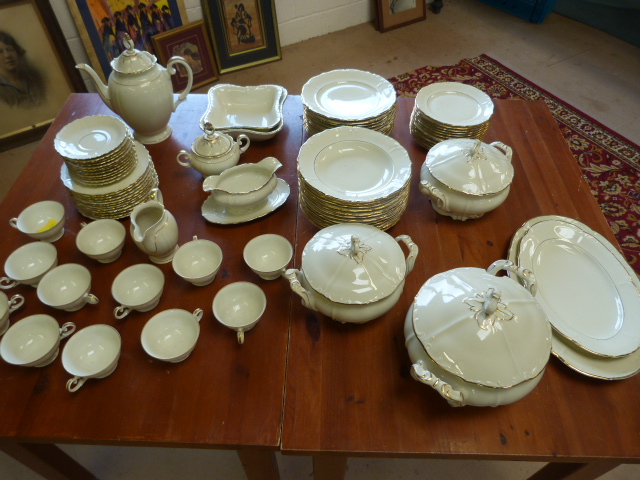 Bavarian part dinner service along with similar Harlequin set of Carstens Porcelain china