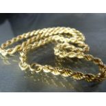 9ct Gold 16" long Hollow Rope Neck chain. approx 4.15mm wide with Bolt ring Clasp. Weight approx 6.