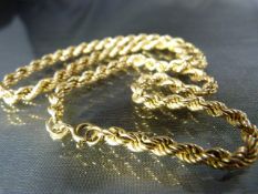 9ct Gold 16" long Hollow Rope Neck chain. approx 4.15mm wide with Bolt ring Clasp. Weight approx 6.