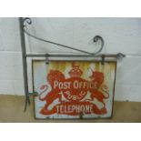 A good and early Post Office and Public Telephone double sided rectangular enamel sign, by Griffiths