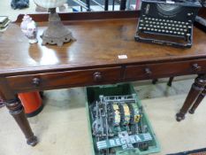 Mahogany dressing table with replaced feet and two drawers