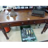 Mahogany dressing table with replaced feet and two drawers