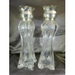 Pair of Art Nouveau silver topped vases, hallmarked William Hutton & Sons Ltd Birmingham 1900.