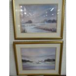 Pair of gilt framed watercolours signed lower right by Bryan A Thatcher